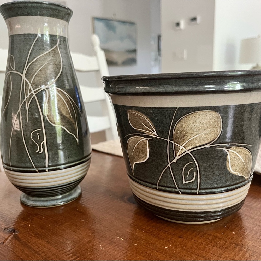Denby 1990s Planter and Vase